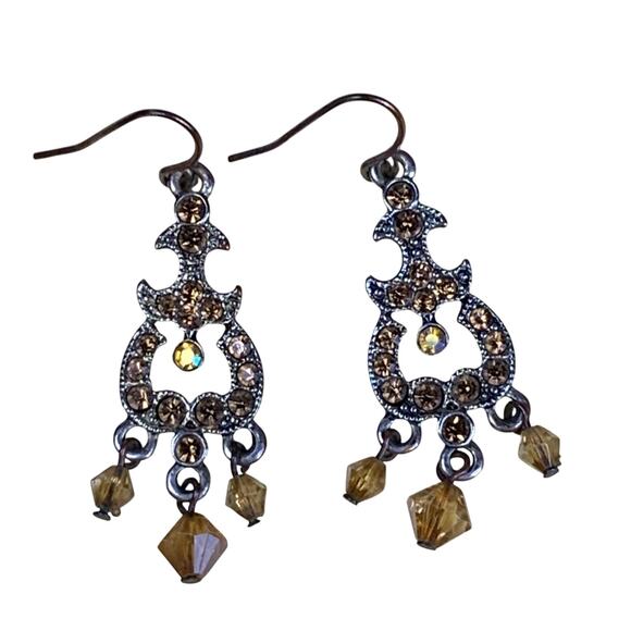 Bundle of 4 Brown Crystal & Bead Cluster Earrings Vintage Style Boho Statement - Picture 7 of 10